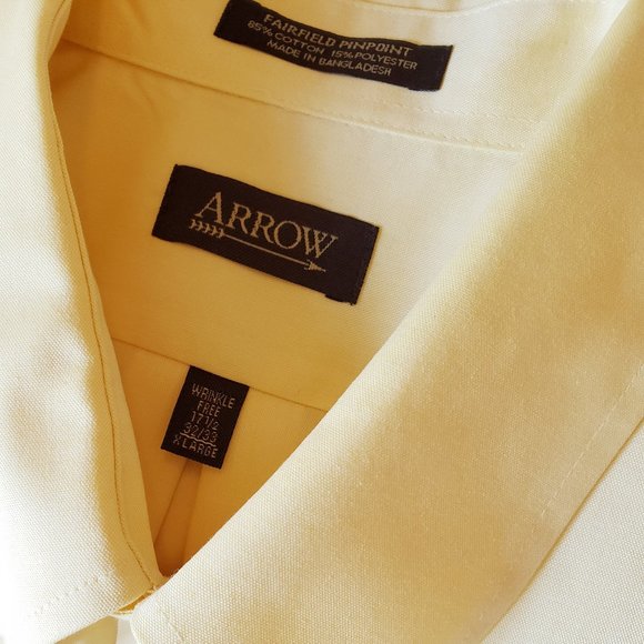 Arrow Fairfield Pinpoint Men’s Collared Long Sleeve Shirt, XL, 17 1/2  32/33 - Picture 2 of 3